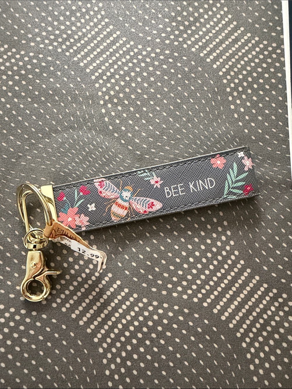 Bee Kind Floral Key Fob Wristlet - Gray